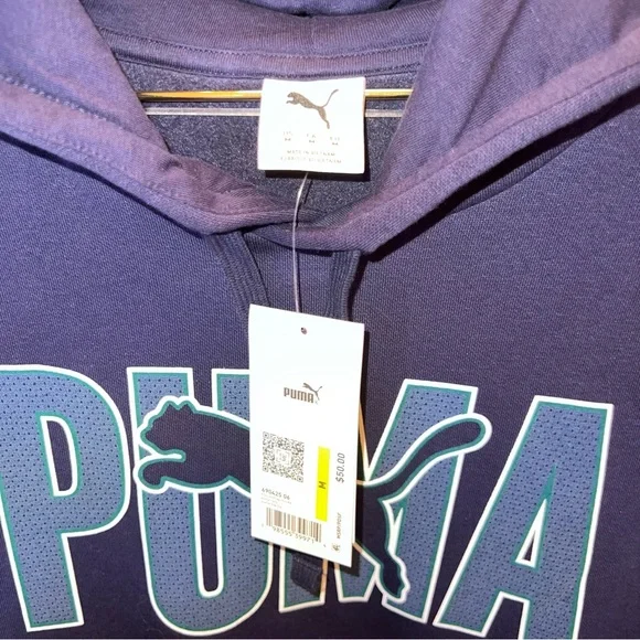 Puma Men’s Hoodie Navy Logo Pullover NWT Size M - Picture 8 of 10